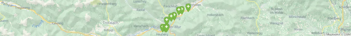 Kartenansicht für Apotheken-Notdienste in der Nähe von Kapfenberg (Bruck-Mürzzuschlag, Steiermark)